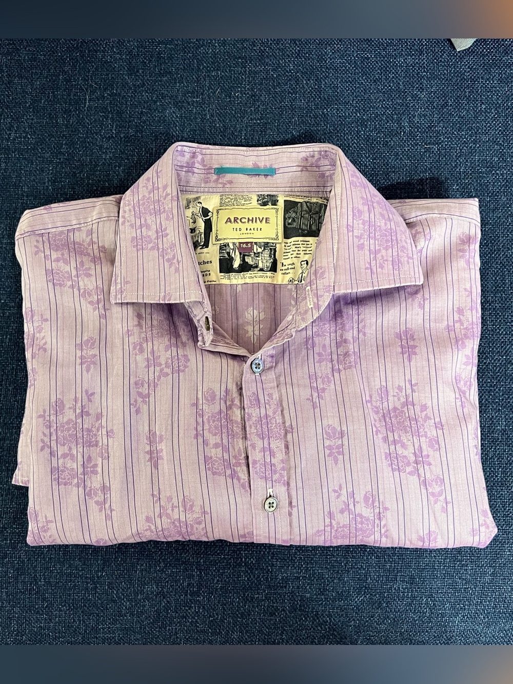 Archive Ted Baker Lavender Floral Stripe Button-Front Shirt